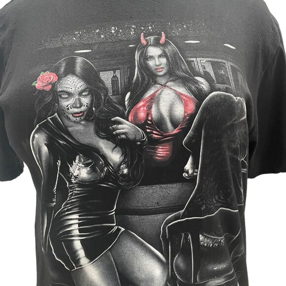 "Just Waiting" Graphic T XL Gothic Classic Festival Rock Concert Skateboard Bold - Picture 8 of 9